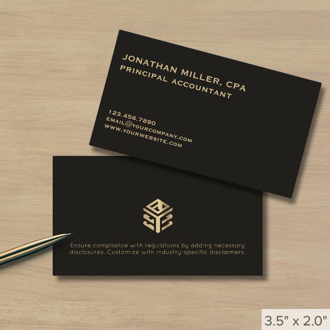 Modern minimalistisk Black Guld-Logotyp Visitkort (Skapare uppladdad)