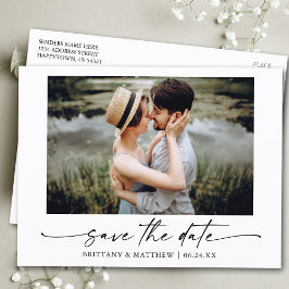 Modern minimalistisk Bläck-skript - fotospara datu Vykort