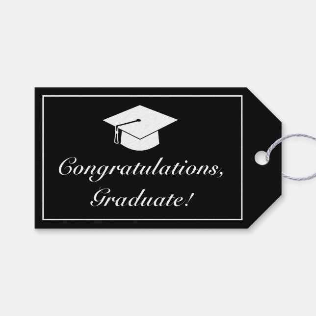 Modern minimalistisk Black Studenten-Grattis Presentetikett (Framsidan (Horisontell))