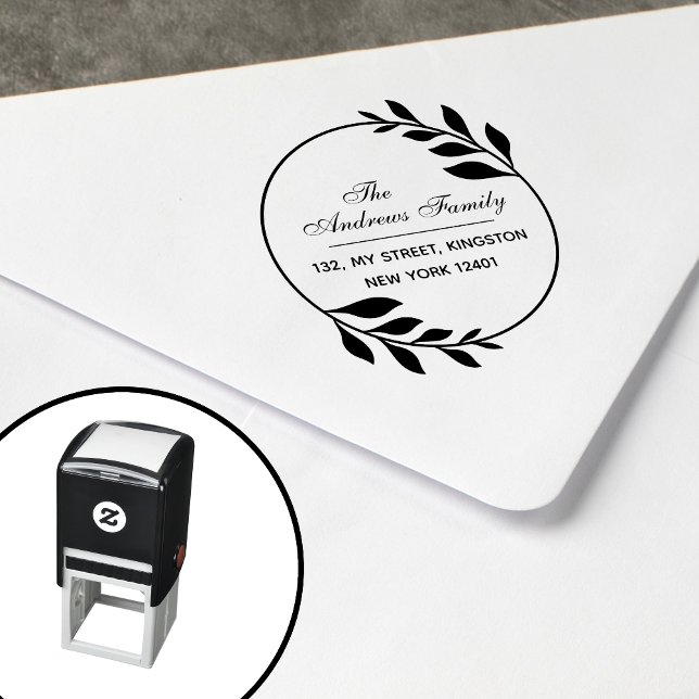 Modern Minimalistisk Bladkrans Självfärgande Stämpel (Skapare uppladdad)