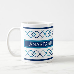 Modern minimalistisk blåfisk och linjer-eget namn kaffemugg