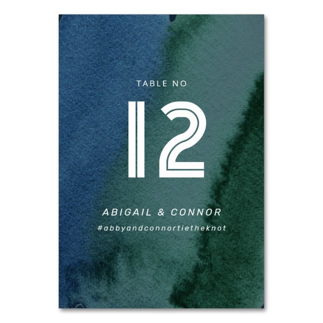 Modern minimalistisk blåskalk bordsnummer (Framsidan)