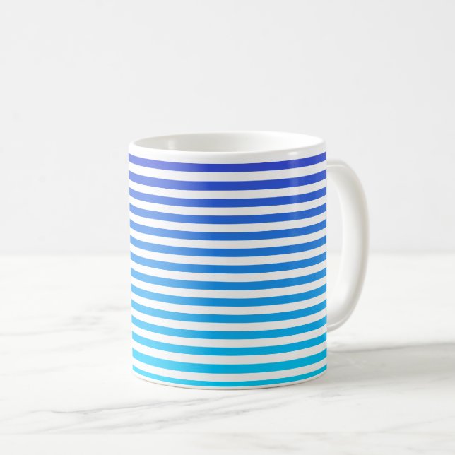 Modern minimalistisk blåturkos Ombre Rand Kaffemugg (Framsida höger)
