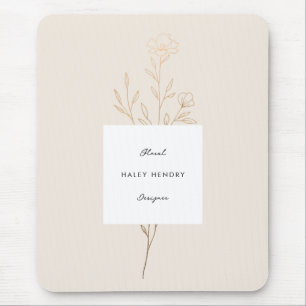 Modern minimalistisk Blommigt Illustrated Guld Musmatta