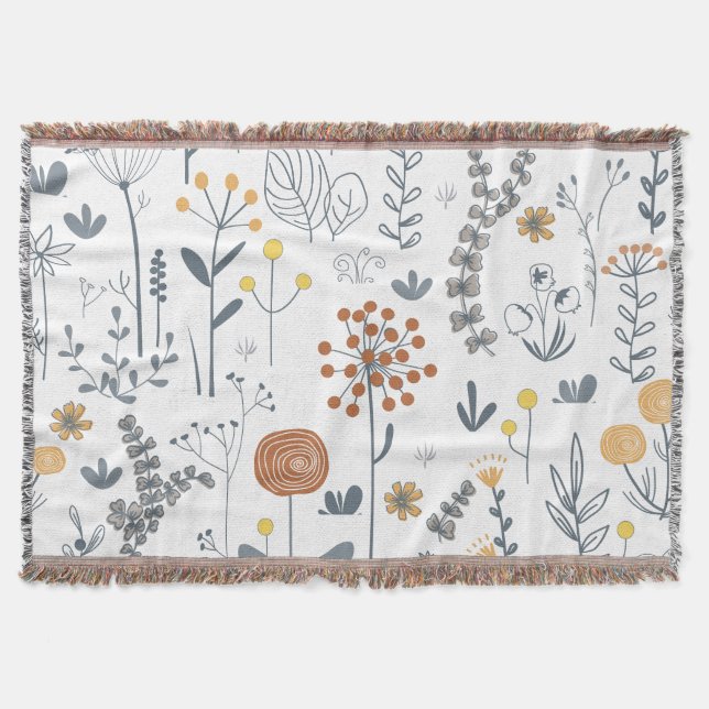 Modern minimalistisk blomstermönster filt (Framsidan)