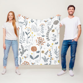 Modern minimalistisk blomstermönster fleecefilt