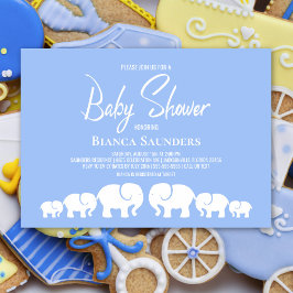 Modern minimalistisk Blue Elephant Baby Shower Inbjudningar