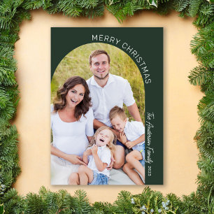 Modern Minimalistisk Boho Båge Familjefoto Julkort