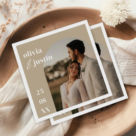 Modern Minimalistisk Boho Båge Foto Bröllop Pappersservett