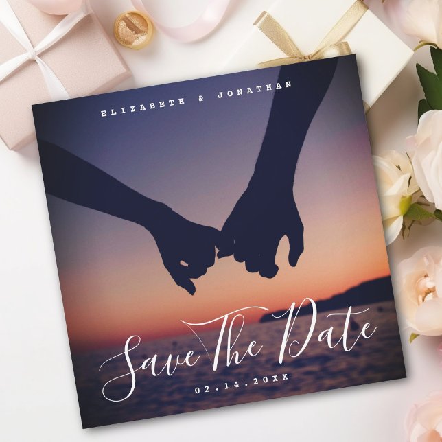 Modern minimalistisk Boho Navy Blue Bröllop Photo Spara Datumet (Skapare uppladdad)