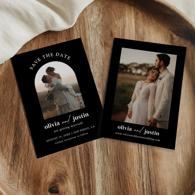 Modern Minimalistisk Boho sparar datumfotokort Inbjudningar (Skapare uppladdad)