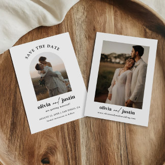 Modern Minimalistisk Boho sparar datumfotokort Inbjudningar