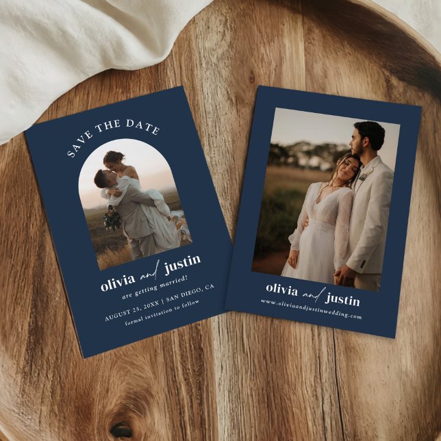 Modern Minimalistisk Boho sparar datumfotokort Inbjudningar (Skapare uppladdad)