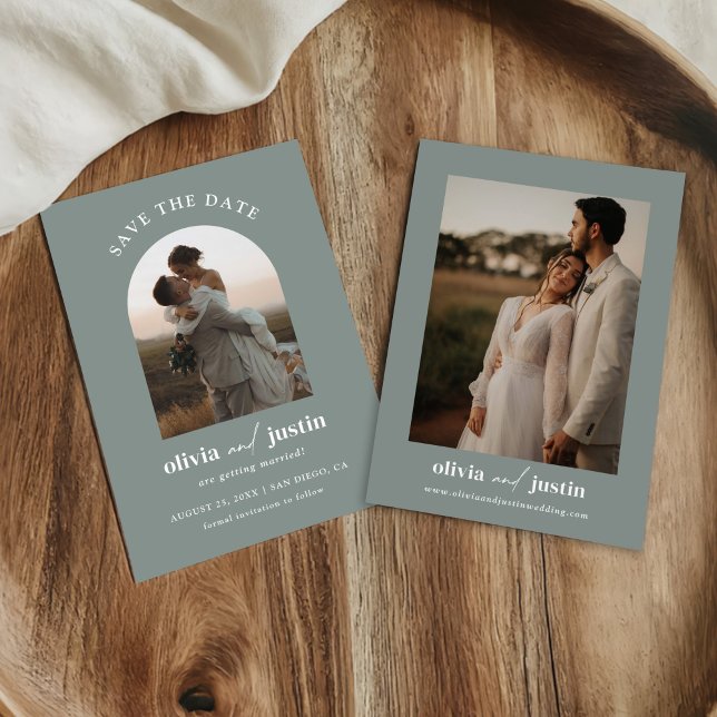 Modern Minimalistisk Boho sparar datumfotokort Inbjudningar (Skapare uppladdad)