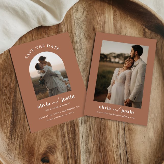 Modern Minimalistisk Boho sparar datumfotokort Inbjudningar (Skapare uppladdad)