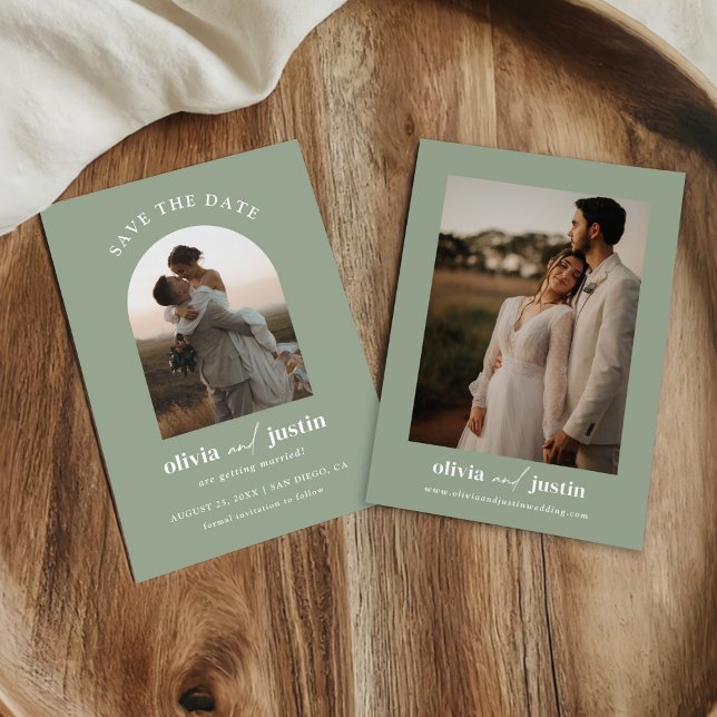 Modern Minimalistisk Boho sparar datumfotokort Inbjudningar (Skapare uppladdad)