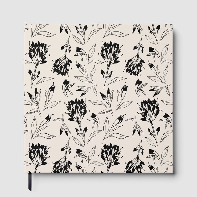 Modern minimalistisk botanisk blomskissmönster gästböcker (Framsida)