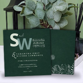 Modern minimalistisk botanisk bröllopsinbjudan inbjudningar