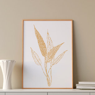 Modern minimalistisk botanisk Löv Teckning Poster