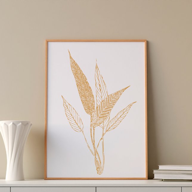 Modern minimalistisk botanisk Löv Teckning Poster (Skapare uppladdad)