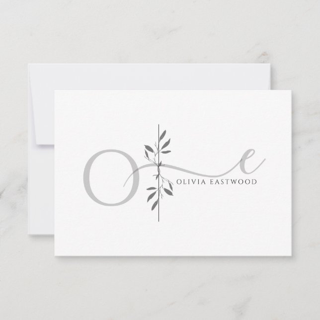 Modern minimalistisk botanisk monogram anteckningskort (Framsida)
