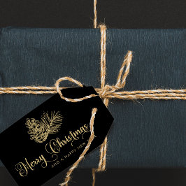 Modern Minimalistisk botaniskt God jul-skript Presentetikett