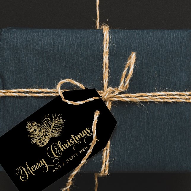 Modern Minimalistisk botaniskt God jul-skript Presentetikett (Skapare uppladdad)