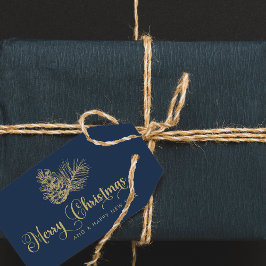 Modern Minimalistisk botaniskt God jul-skript Presentetikett