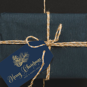 Modern Minimalistisk botaniskt God jul-skript Presentetikett