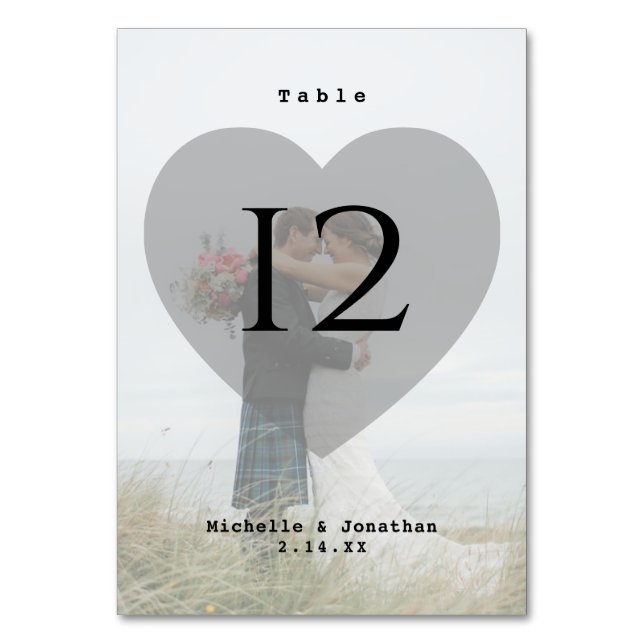 Modern minimalistisk Bride och Groom Bröllop-foto Bordsnummer (Framsidan)