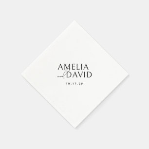Modern minimalistisk Bride och Groom Namn Pappersservett