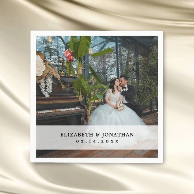 Modern minimalistisk Bride och Groom Photo Bröllop Pappersservett (Skapare uppladdad)