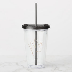 Modern minimalistisk Bride Svart + Beige skript Take Away Mugg