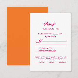 Modern minimalistisk Bright Rosa Orange Bröllop OSA Kort