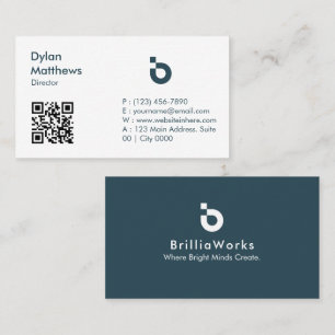 Modern minimalistisk BrilliaWorks stil smart QR-ko Visitkort