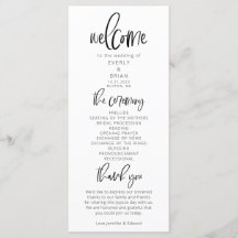 Modern minimalistisk Bröllop Ceremonismen Program