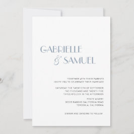 Modern minimalistisk Bröllop Dusty Blue-inbjudan