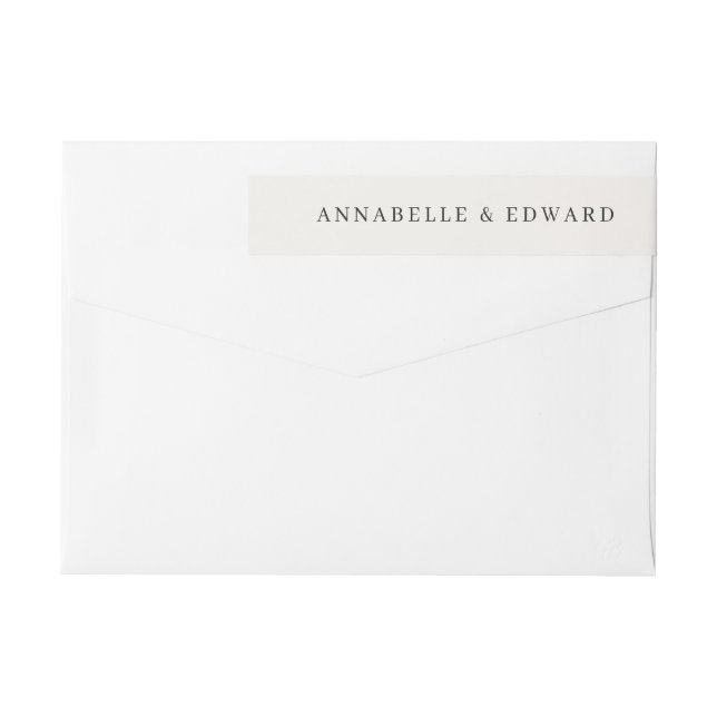 Modern Minimalistisk Bröllop Elegant Svart & Vitt Etikettband (Baksidan)
