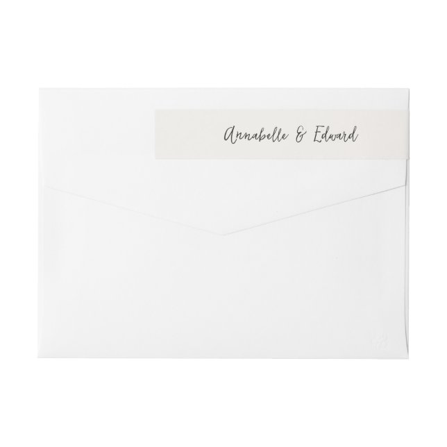 Modern Minimalistisk Bröllop Elegant Svart & Vitt Etikettband (Baksidan)