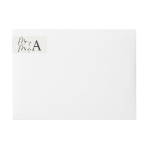 Modern Minimalistisk Bröllop Elegant Svart & Vitt Etikettband