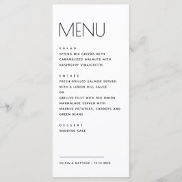 Modern Minimalistisk Bröllop. Enkel Ren Typografi Meny