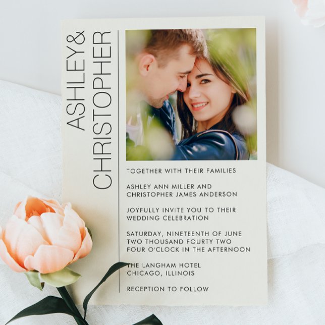 Modern minimalistisk Bröllop-foto Inbjudningar (Skapare uppladdad)