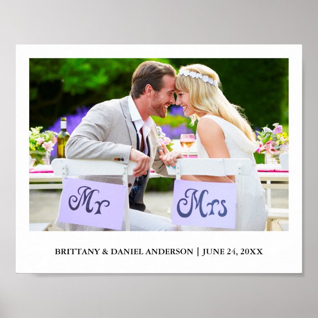 Modern minimalistisk Bröllop-foto Poster (Framsidan)