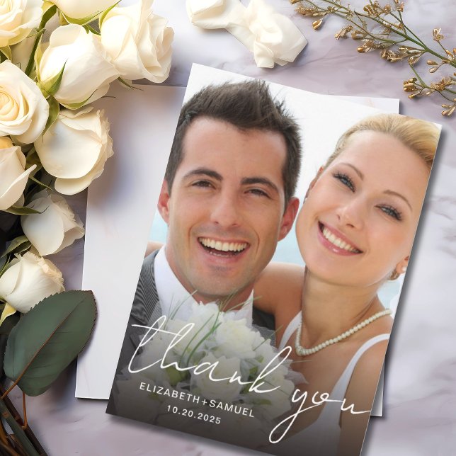 Modern minimalistisk Bröllop-foto-Tack Tack Kort (Skapare uppladdad)