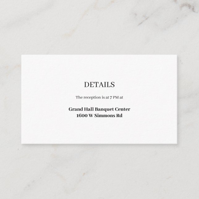 Modern minimalistisk Bröllop-informationshölje Tilläggskort (Framsida)