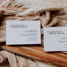 Modern minimalistisk Bröllop-informationskort