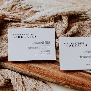 Modern minimalistisk Bröllop-informationskort Tilläggskort