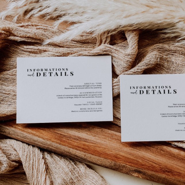 Modern minimalistisk Bröllop-informationskort Tilläggskort (Skapare uppladdad)