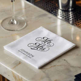 Modern minimalistisk Bröllop, Mr & Mrs Black and W Pappersservett