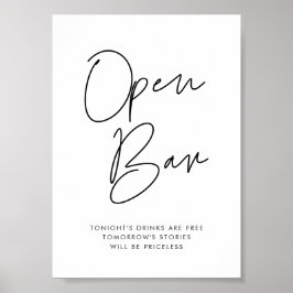 Modern minimalistisk bröllop Open Pub-signal Poster